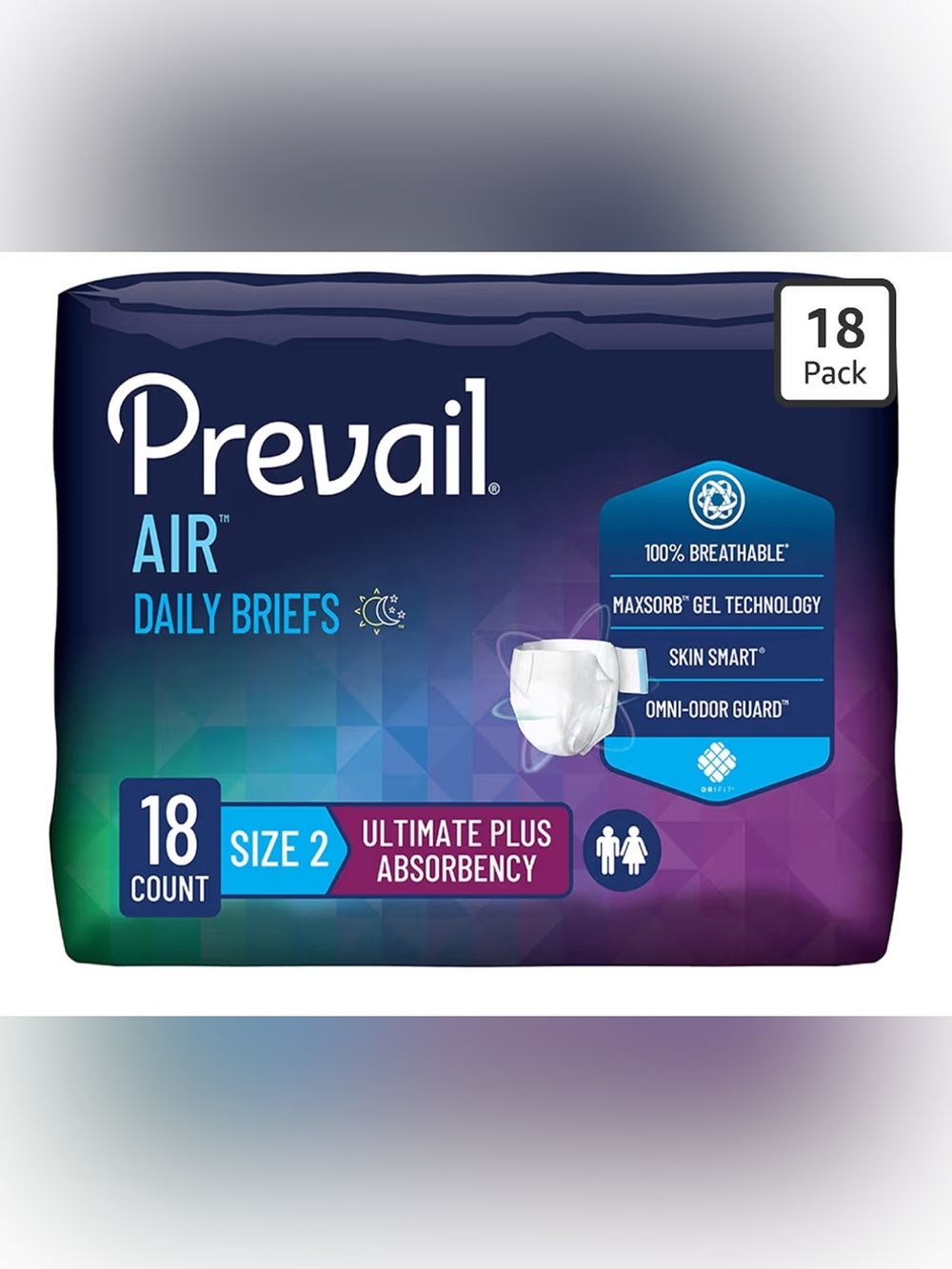 Prevail Air Adult Incontinence Brief Size 2 / Large Heavy Absorbency Breathable